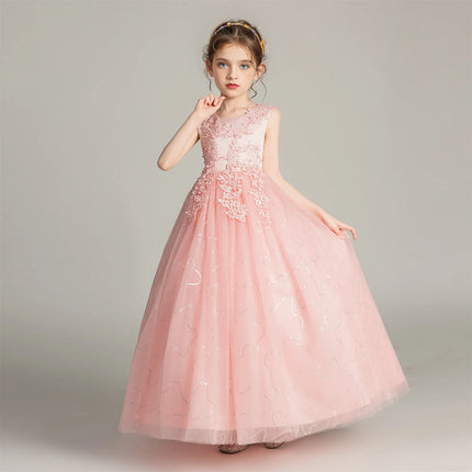 BX683 Kids Dresses For Girls Lace Dress Gown Princess Clothes Children Formal Evening Party Flower Girls Wedding Vestidois