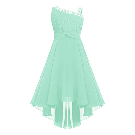 2026 Teens Girl's Dress for Wedding Party Sequin One Shoulder Princess Formal Gown for Holy Communion Chiffon Flower Girl Dress