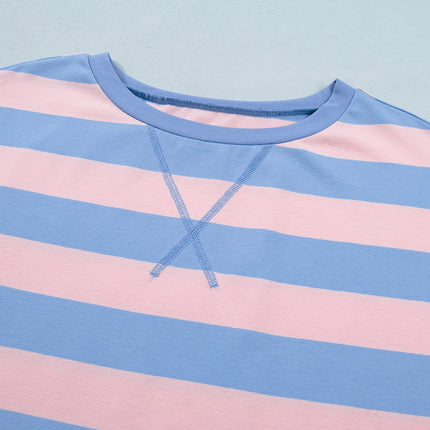 Pink Stripe Dolman Tee Drawstring Skort Athletic 2pcs Set
