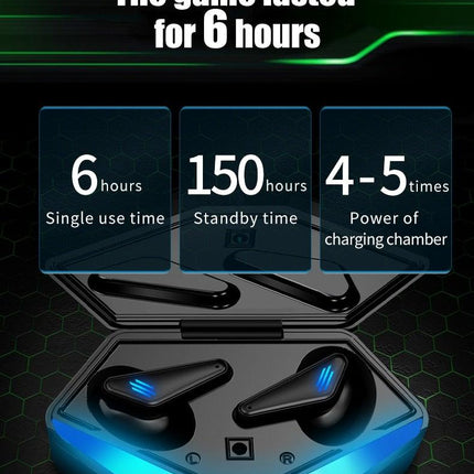 Bluetooth 5.0 Gaming Headset Workout Music Earphones Earbuds With Mic Bass Audio Quality Sound Wireless Headphones Sports Headphones Wearable Sweatproof Easy Pairing Headset For Sport Black