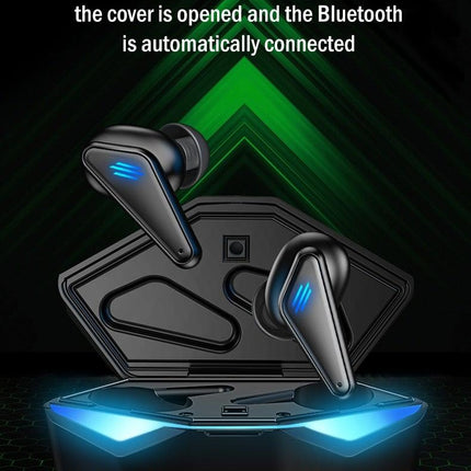 Bluetooth 5.0 Gaming Headset Workout Music Earphones Earbuds With Mic Bass Audio Quality Sound Wireless Headphones Sports Headphones Wearable Sweatproof Easy Pairing Headset For Sport Black