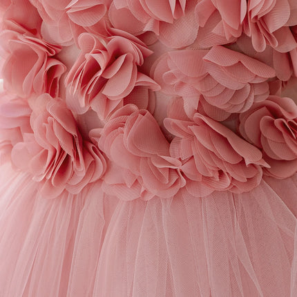 Summer Flower Bridesmaids Girls Dress Elegant Wedding Baptism Party Princess Prom Dresses Girl Bow Birthday Banquet Kids Clothes