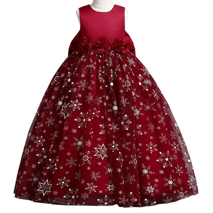 Fashion Bow Flower Girl Dresses Mesh Lace Sleeveless Girls Dresses for Party and Wedding Summer Girls Party Dresses 3-12 Years