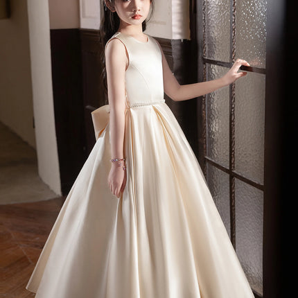 Girl Teenage Royal Blue Long Dress Birthday Party Wedding Evening Gown Big Bow Bridesmaid Dress