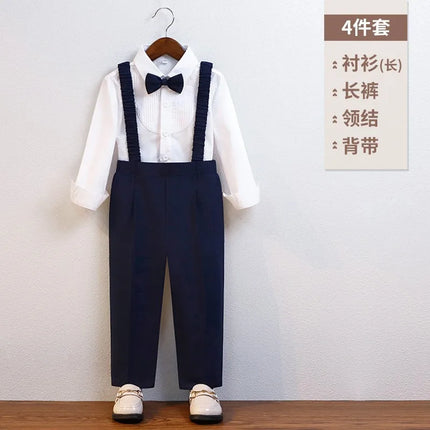 Gentleman Kids Summer Breathable Wedding Dress School Boys Vest Shirt Pants Bowtie Photography Suit Children Birthday Costume