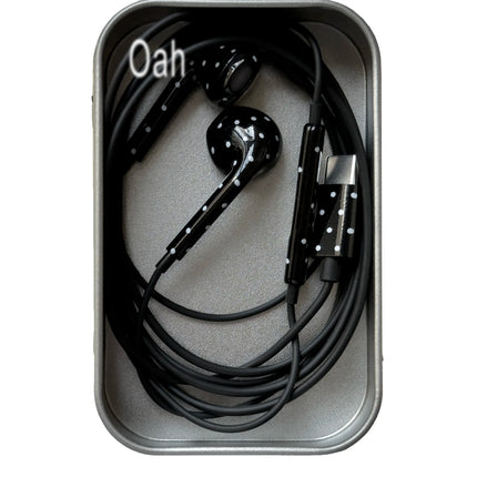 Oah Polka Dot Wired Earphones ABS Material Type-C/Lightning Dynamic Hifi Wired Earphones Digital Audio Headphones Gifts
