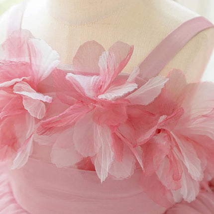 Elegant Flower Bridesmaids Party Girls Dresses Summer Bow Wedding Birthday Princess Prom Dress Girl Gala Graduation Evening Gown