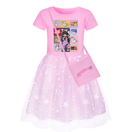 APHMAU  Baby Girls Lace Princess Dress Design Summer Wedding Party Outfit with Bag Toddler Formal Dress for Girls