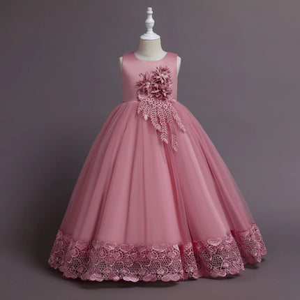 Summer Tulle Flower Girls Dress for Wedding Party Child Princess Pageant Long Gown Kids Dresses for Girls Formal Evening Clothes