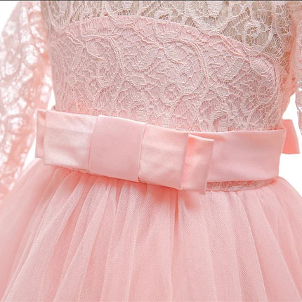 Teen Lace White Bridesmaid Dresses For Girls Wedding Formal Evening Gown Elegant Kids Girl Birthday Party Dress Children Costume