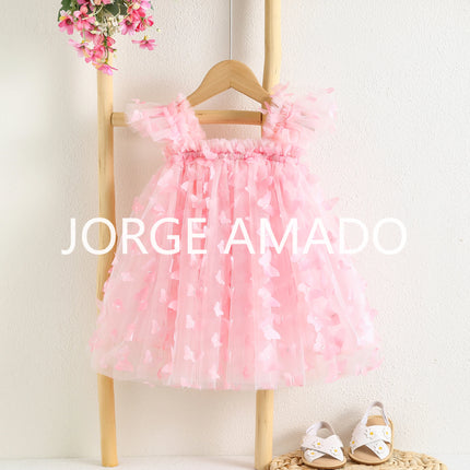 Summer Baby Girls Fairy Dress Cute Butterfly Appliques Tutu Mesh Party Princess Dresses Toddler Birthday Wedding Costume A5968-3