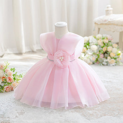 Toddler Flower Baptism Party Baby Girl Dress Infants 1st Birthday Wedding Princess Prom Dress Girls Host Bridesmaid Evening Gown