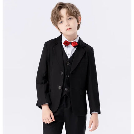 Boys Navy Blue Suit For Wedding Teenager Kids Formal Ceremony Tuxedo Dress Children Photograph Blazer Party Performance Costume