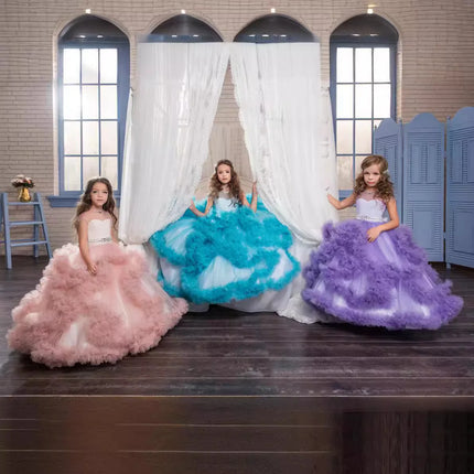 Children Princess Dress Flower Girl Wedding Evening Dress Girls Fluffy Dress Spring Summer Autumn New Performance Outfit