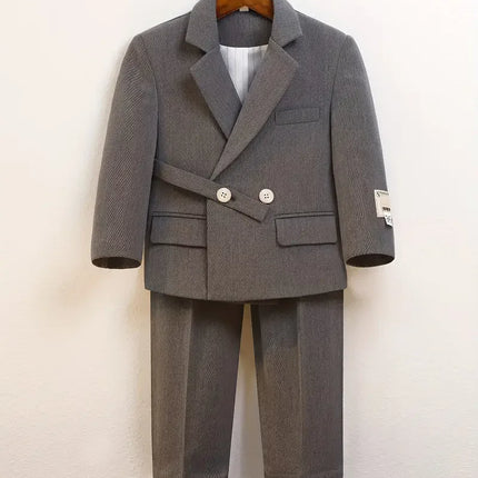 Boys Autumn Winter Jacket Pants 2Pieces Clothing Set kids Formal Black Host Piano Performance Suit Children's Photography Dress