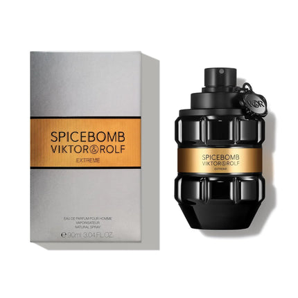 Viktor & Rolf Spicebomb Extreme Men EDP Perfume Rich Spicy Warm Tobacco Scent Matte Black Geometric Bottle Luxury Gold Band Gift Perfume for Him