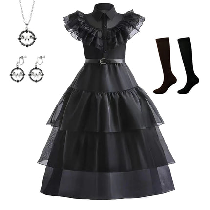 Girls Halloween Cosplay Gothic Dress Wed Role Playing Kids Carnival Party Costume Toddler Family Outfit