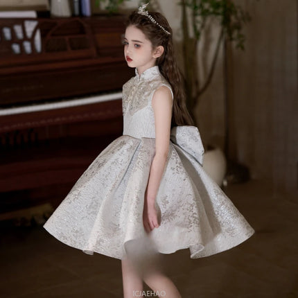 Wed Dress 2025 Children Girls Host Short Princess Gown Kids Clothes Formal Party Wear Costume Piano Recital Performance Outfit