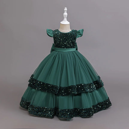 HETISO Elegant Girls Dresses For Christmas Wedding Children's Bridesmaid Ball Gown Kids Princess Birthday Party Clothes