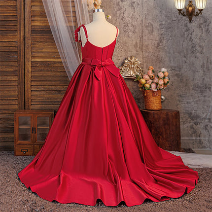 Fashion Bridesmaids Girls Dress Elegant Baptism Wedding Party Princess Prom Dresses Girl Birthday First Communion Christmas Gown