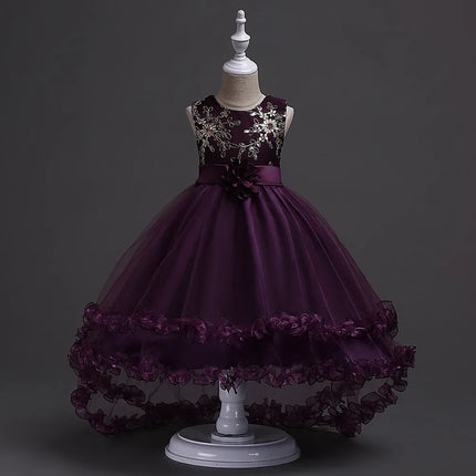 Teenagers Girls Dress Summer Mesh Fashion Girls Princess Wedding Dress Piano Performance Costume 4-14 Years New Kids Clothes