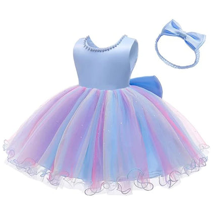 White Dress For Girls Tutu Princess Dress Christmas Party Big Bow Baptism Dress Toddler 1st Birthday Party Infant Dress Gown