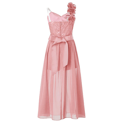 Girls Elegant Party Dress Wedding Birthday Prom Stage Pageant Gown Shiny Sequin Beaded Applique Lace Chiffon Jumpsuit Dresses