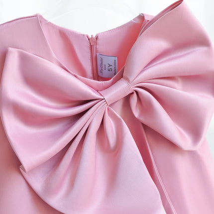 Girls' Birthday Party Bowknot Princess Dress, Children's Elegant Party Dress, Piano Host Performance Dress, Flower Girl Wedding Dress