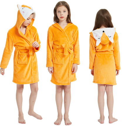 Animal Bathrobes for Girls Children's Pajamas Flannel Winter Boys Husky Robes Kids Home Clothing Baby Girl Warm Soft Nightgown