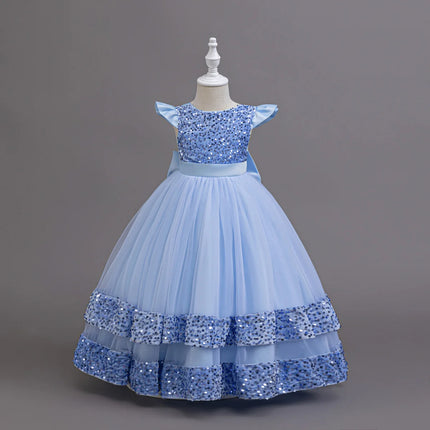 HETISO Elegant Girls Dresses For Christmas Wedding Children's Bridesmaid Ball Gown Kids Princess Birthday Party Clothes