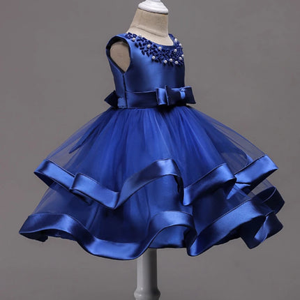 Kids Elegant Pearl Cake Princess Dress Girls Dresses For Wedding Evening Party Embroidery Flower Girl Dress Girl Clothes