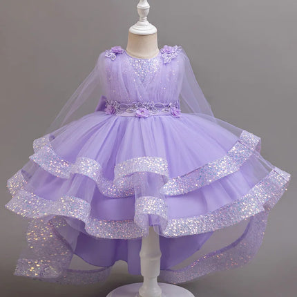 3-10 Years Teenagers Girls Dress Sequins Sleeveless Kids Wedding Dresses Birthday Party Performance Costumes For Girl