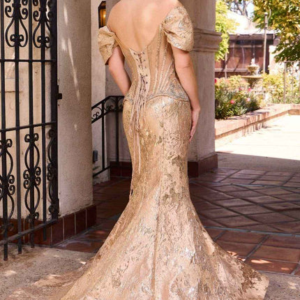 Ladivine CD641 Couture Inspired Off Shoulder Fitted Mermaid Gown