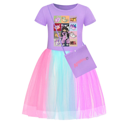 APHMAU  Baby Girls Lace Princess Dress Design Summer Wedding Party Outfit with Bag Toddler Formal Dress for Girls
