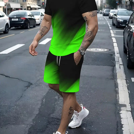 Summer Fashion Trend 3D Digital Printing Men's Short Sleeve Shorts Suit