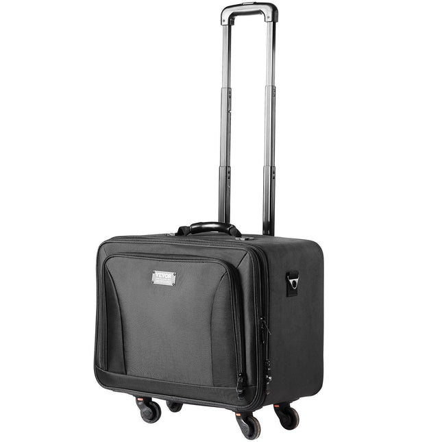 Rolling Makeup Train Case Large Storage 3 Tiers, Convenient Carry With Handle, Wheels, Strap, Professional Makeup Storage Organizer Box Make Up Carrier Waterproof Oxford, Black