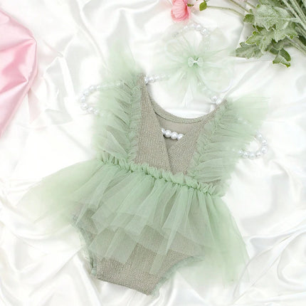 Ylsteed Newborn Photography Outfit Baby Tutu Dress + Headband Set 0-3M Soft Tulle Romper Princess Costume Photo Shoot Clothing