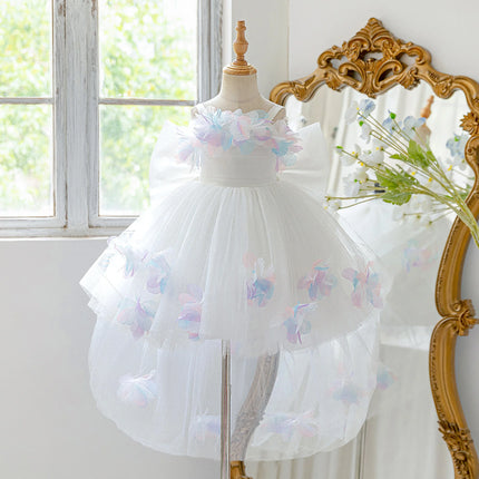 Elegant Flower Bridesmaids Party Girls Dresses Summer Bow Wedding Birthday Princess Prom Dress Girl Gala Graduation Evening Gown