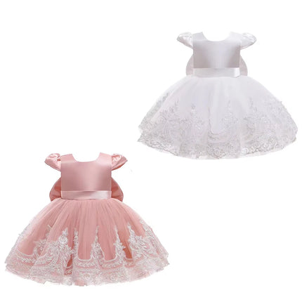 Baby Embroidery Elegant Princess Dress for Girls Luxury Lace Vintage Children Festival Party Gown 0-2Y Formal Weddings Dresses
