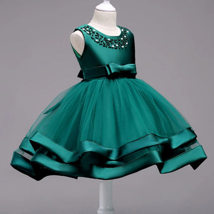 Kids Elegant Pearl Cake Princess Dress Girls Dresses For Wedding Evening Party Embroidery Flower Girl Dress Girl Clothes
