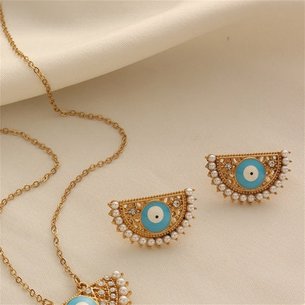 Turkish Evil Eye Necklace, Earrings and Ring Set