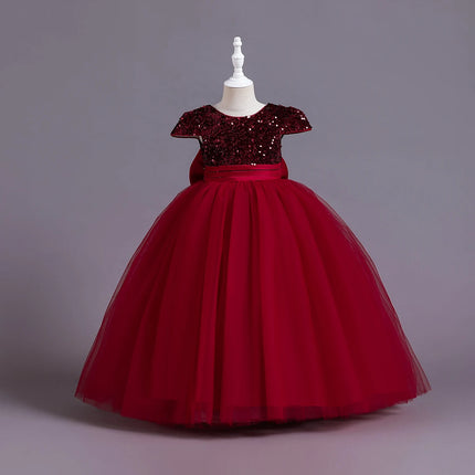 HETISO Kids Christmas Evening Dresses Girls Sequined Lace Elegant Wedding Dress Long Robe Children Clothing Princess Formal Gown