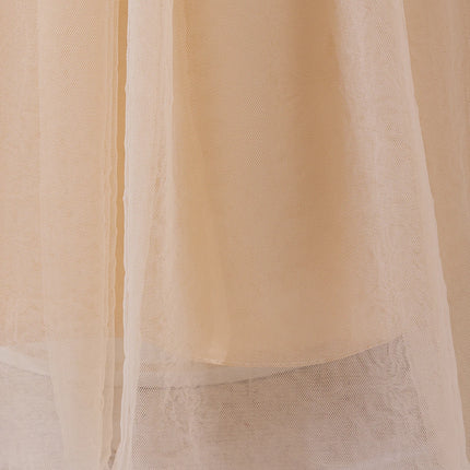 Champagne Colored Princess Dress for Girls Mesh Lace Flower Detail Elegant Wedding Party Children's Dress