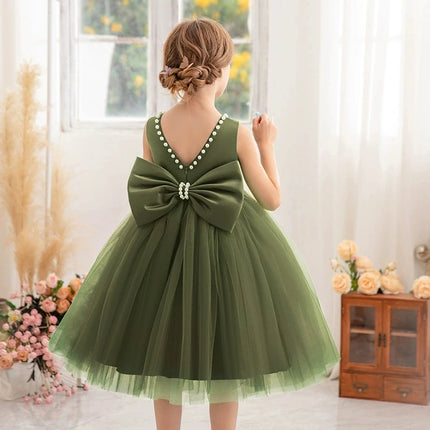 2-10 Years Girls Princess Dress Summer Tulle Big Bow Girls Wedding Dress Piano Performance Costume Host Costume New Kids Clothes