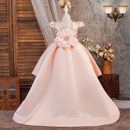 Summer Flower Baptism Party Girls Dress Elegant Wedding Bridesmaids Princess Prom Dresses Girl Birthday Pageant Evening Costumes