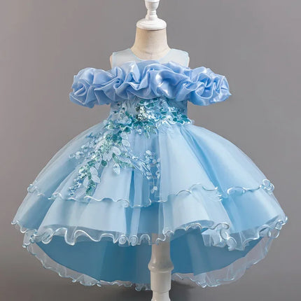 Fashion Flower Girl Dresses for Weddings Lace Mesh Sleeveless Party Dress for Kids Girl Summer Girls Party Dress 2-12 Years