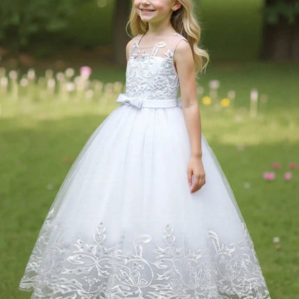 2026 Flower Girl Dresses For Weddings Lace Luxury Vestidos Princess Birthday Party Bridesmaid Dress For Kid 5-12 Years BIBIHOU