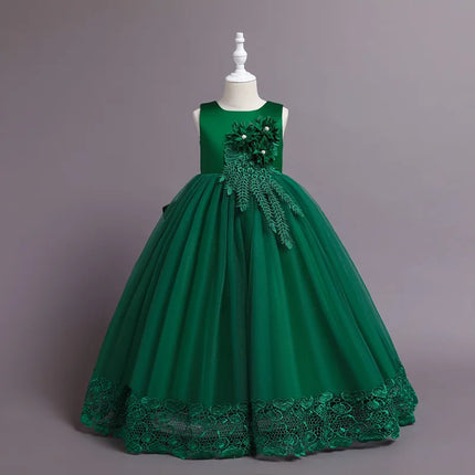 Summer Tulle Flower Girls Dress for Wedding Party Child Princess Pageant Long Gown Kids Dresses for Girls Formal Evening Clothes