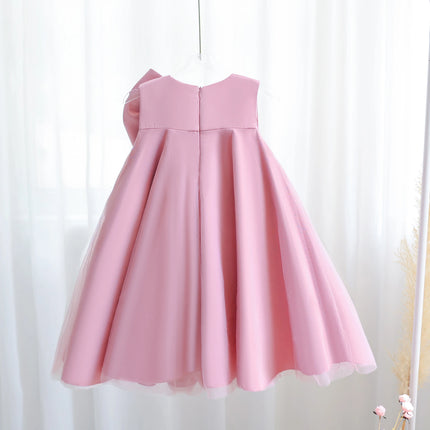 Girls' Birthday Party Bowknot Princess Dress, Children's Elegant Party Dress, Piano Host Performance Dress, Flower Girl Wedding Dress