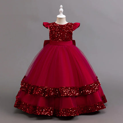 HETISO Elegant Girls Dresses For Christmas Wedding Children's Bridesmaid Ball Gown Kids Princess Birthday Party Clothes